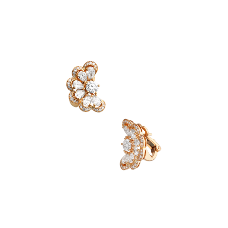 Boucles D'Oreilles En Or Rose 18K Avec Diamants - Neuf Avec Écrin