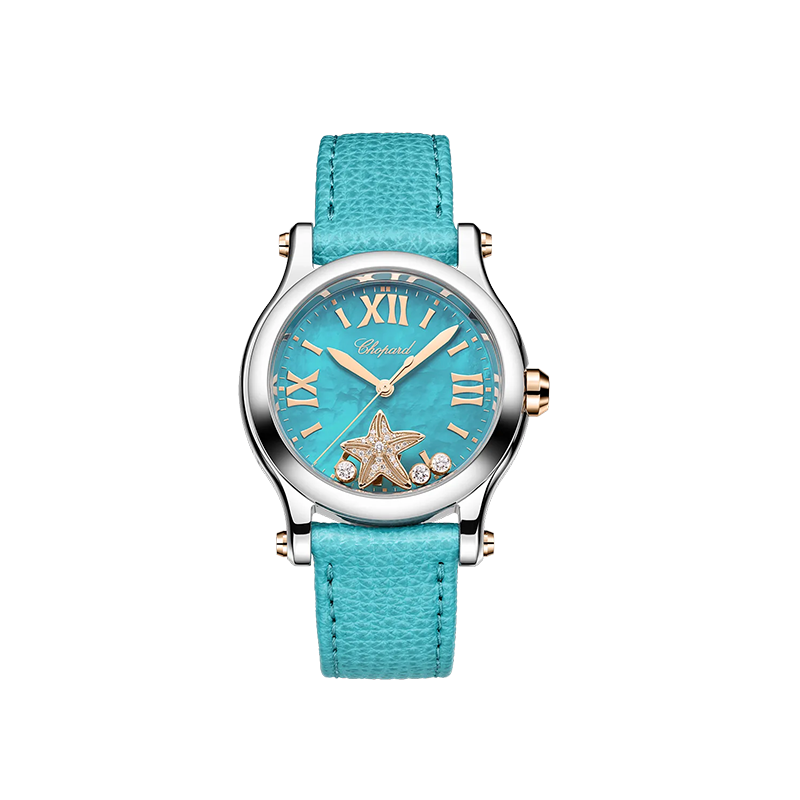 HAPPY STARFISH 36 mm, quartz, or rose éthique, Lucent Steel™, diamants HAPPY STARFISH 36 mm, quartz, or rose éthique, Lucent Steel™, diamants