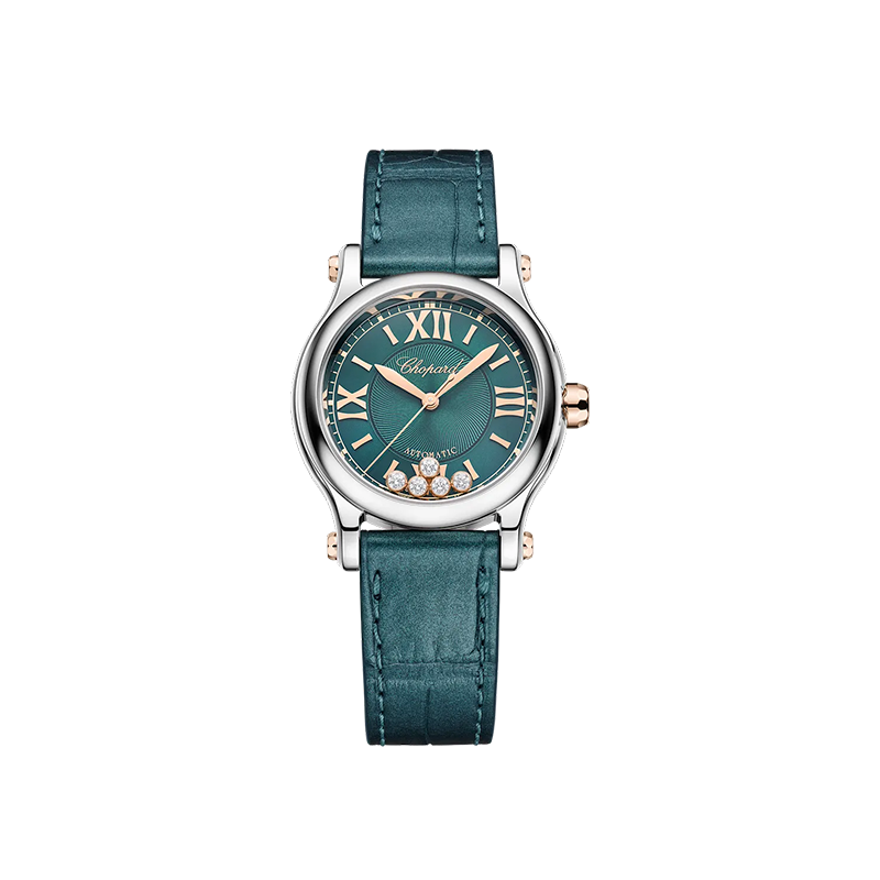 Happy Sport 30 mm, automatique, or rose éthique, Lucent Steel™, diamants Happy Sport 30 mm, automatique, or rose éthique, Lucent Steel™, diamants