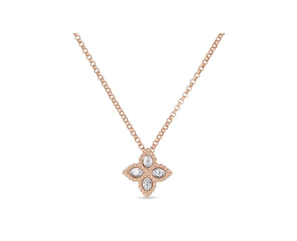 Roberto Coin Princess Flower : Or Rose, Jaune , Blanc et Diamants