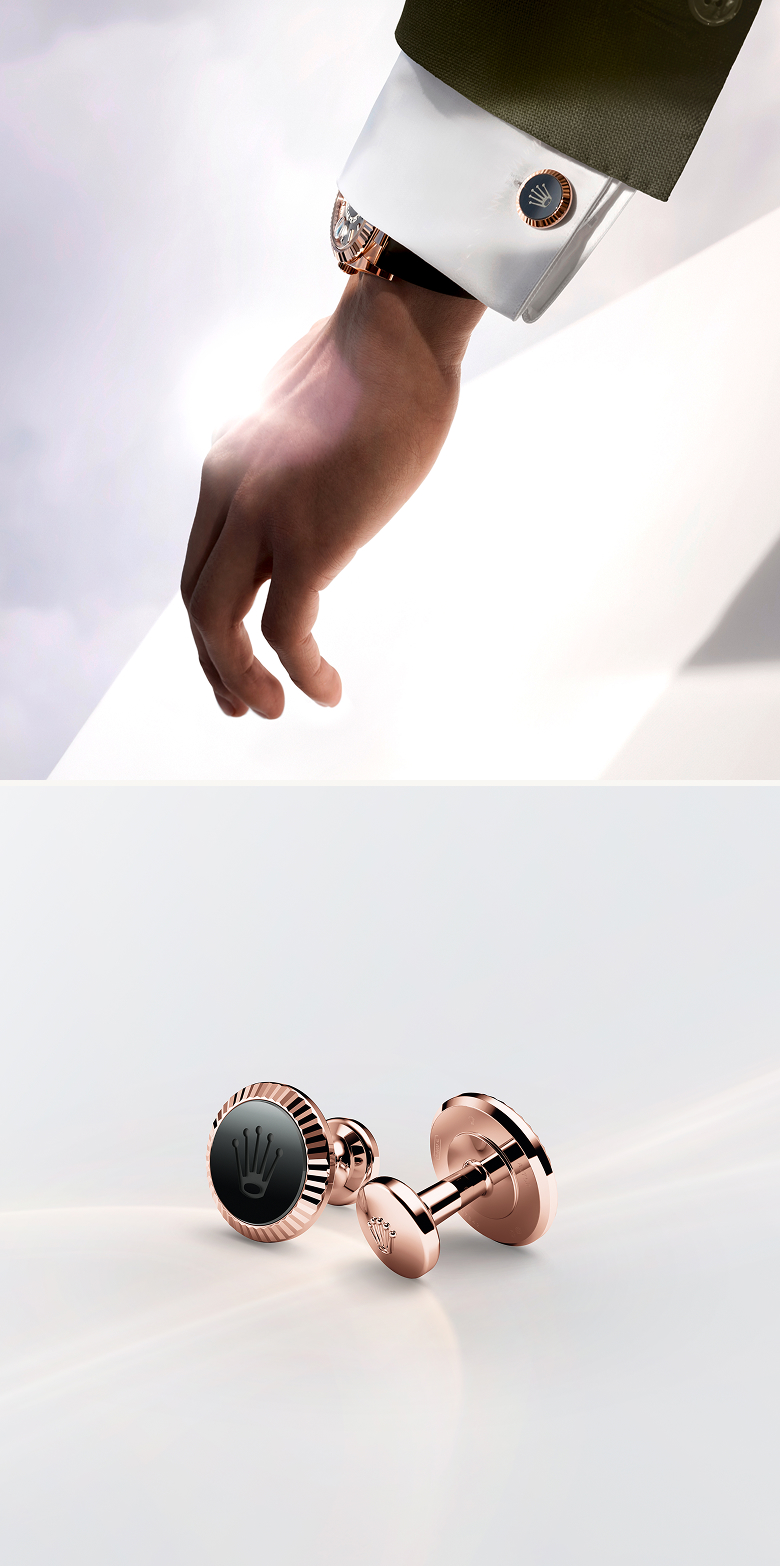 Rolex accessories fluted cufflinks